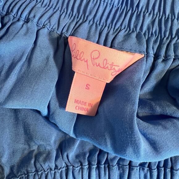 Lilly Pulitzer Moira Off The Shoulder Blue Rayon Embroidered Top Size A - Picture 9 of 9